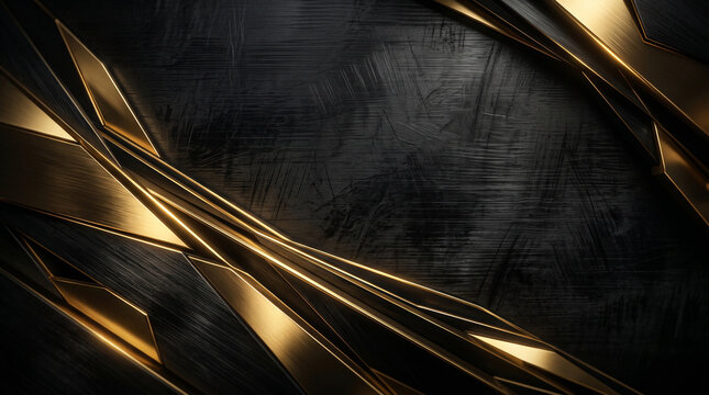 black friday abstract metallic background dark steel and gold geometric lines
