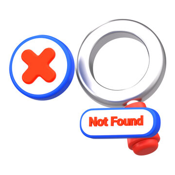 3D Search Not Found Error Icon