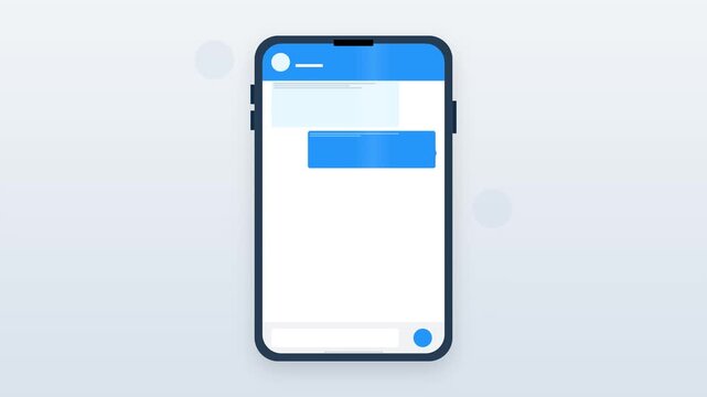 Modern smartphone mockup showing a clean social media chat interface with message bubbles on light background