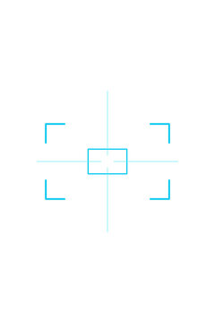Microscope objective crosshair with scale bar ruler. Isolated transparent PNG crosshair overlay for Photoshop and video.