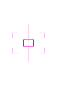 Satellite imaging sensor crosshair with coordinate grid. Isolated transparent PNG crosshair overlay for Photoshop and video.