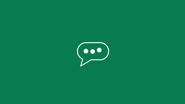 Speech bubble typing dots loop animation, Typing message bubble icon animation on green background with alpha. Typing conversation indicator chat bubble messaging waiting concept.