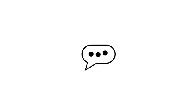 Speech bubble typing dots loop animation, Typing message bubble icon animation on white background with alpha. Typing conversation indicator chat bubble messaging waiting concept.