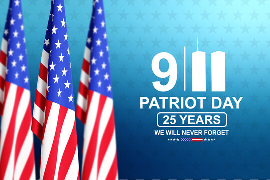 09.11.2001 American Patriot Day banner. 25th Anniversary.