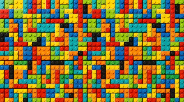 Colorful Interlocking Plastic Building Blocks Seamless Pattern Background Texture