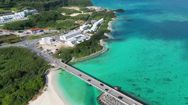 伊良部大橋上空から望む伊良部島東海岸の空撮