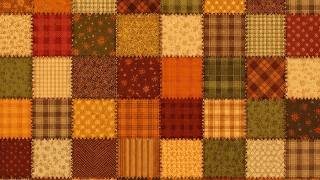 Colorful autumn patchwork quilt