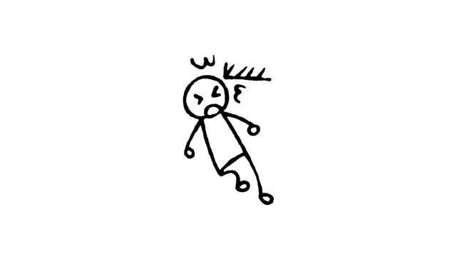 4K hand drawn low ceiling beam collision pop-up icon featuring boiling line animation. Frame by frame line art on black and green screen backgrounds for mind your head warning, clearance height hazard