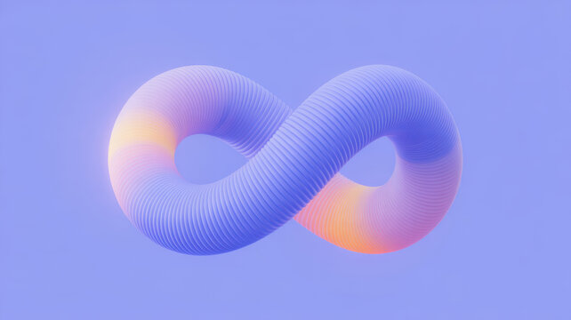 Abstract 3D infinity symbol with soft pastel gradient colors on a light background.