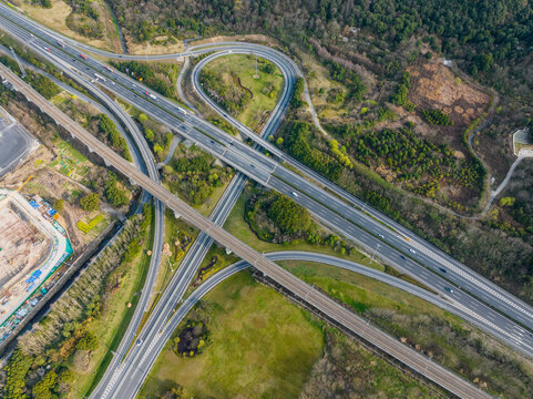 Fuyang Hangqian Expressway Interchange Aerial View