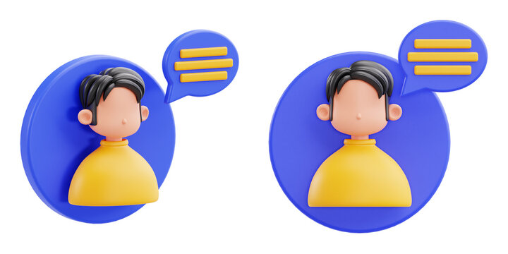 3D User Chat Message Profile Icon