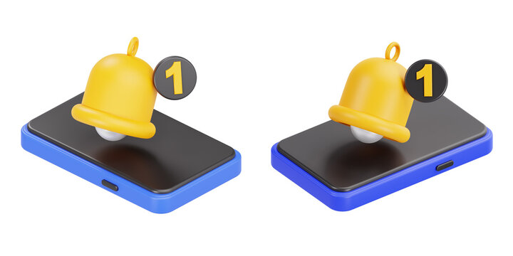3D Notification Bell on Smartphone Icon