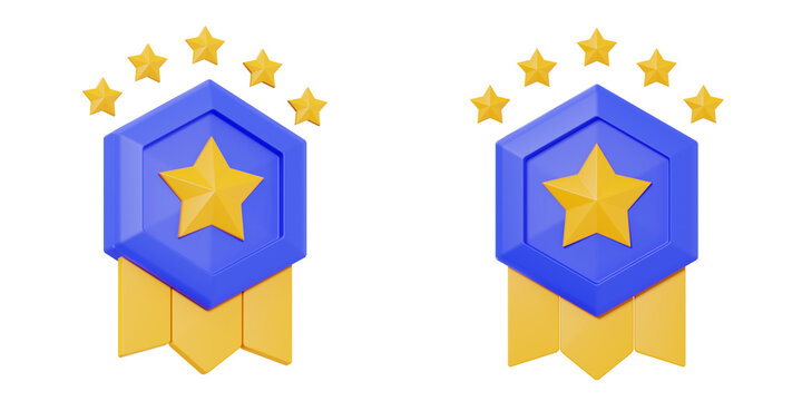 3D Premium Award Badge with Star Icon