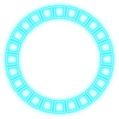 Fototapeta premium Glowing Neon Cyan Segmented Ring Frame, Futuristic Sci Fi HUD Tech Circle Interface Illustration Copy Space