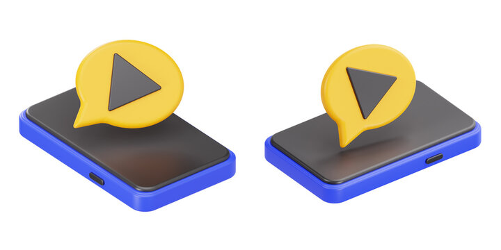 3D Video Message on Smartphone Icon