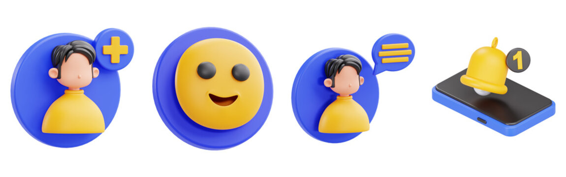 3D Social Media User Interface Icons Collection