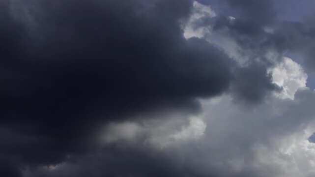 Time-lapse of Dense storm clouds rapidly moving across the sky before a downpour