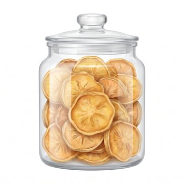 Realistic Vector Glass Jar Filled with Dried Quince Isolated on White Background