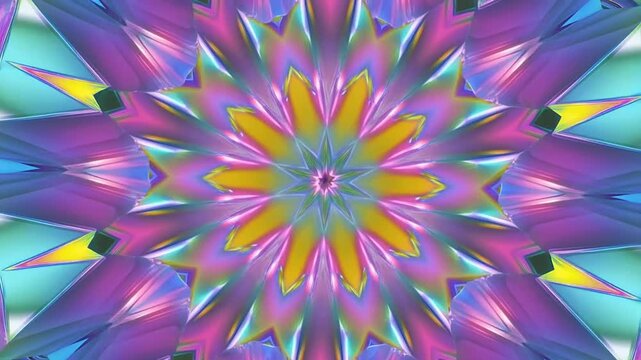 Op Art Kaleidoscopic Geometric Projection With Vibrant Repeating Abstract Symmetry Patterns