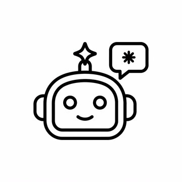 AI chatbot and virtual assistant robot line icon
