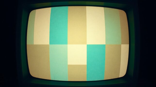 Vintage TV screen glows with textured, striped patterns