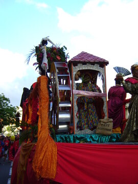 Carnival float built as a traditional creole house in Martinique