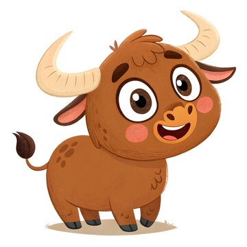 Happy cartoon goat with big eyes smiling
