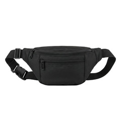 Black fanny pack with multiple zippered compartments and adjustable strap © maximon4ik