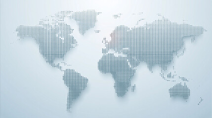 Fototapeta premium World map composed of small dots with subtle shadow effect for global concepts.