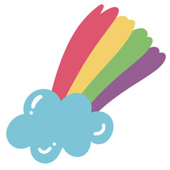 Obraz premium Rainbow with Cloud Cute Flat Illustration