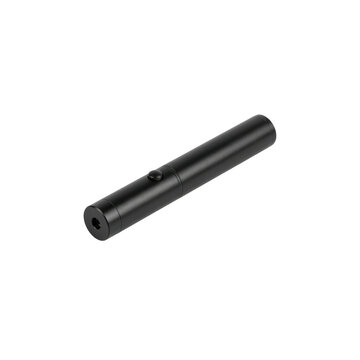 Sleek black laser pointer pen with a single button on a white background