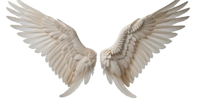 Ivory Angel Feather Wings Slow Motion Flapping Animation