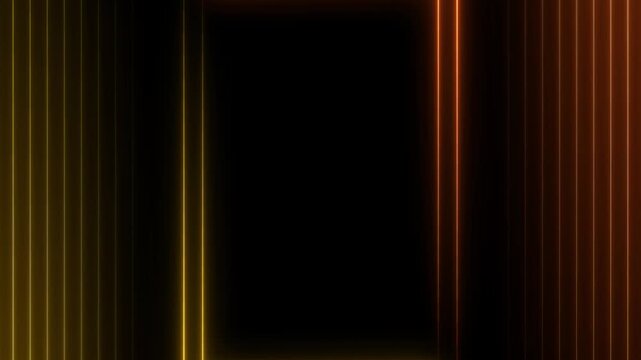 Abstract neon vertical lines background, with glowing amber, and gold light effects