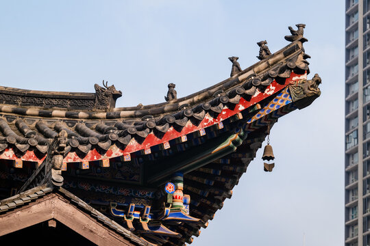 Ancient Luohan Temple Roof Detail, Chongqing China