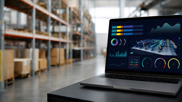 Warehouse Analytics Dashboard on Laptop