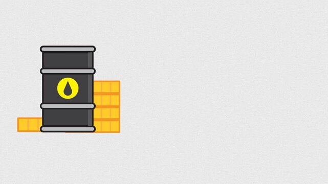Oil Barrel with Gold Coins Flat Vector Icon