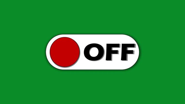 4K On Off Toggle Switch Animation on Green Screen for Chroma Key Video Overlay.