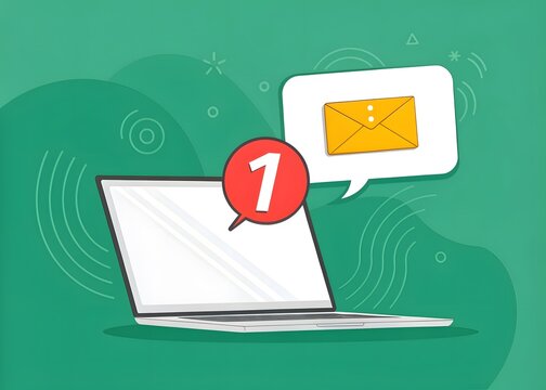 Laptop showing notification with email icon