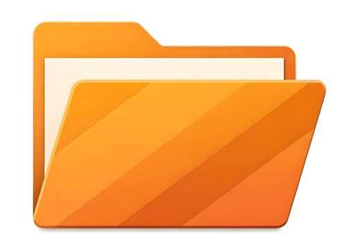 Modern orange folder icon with open tab
