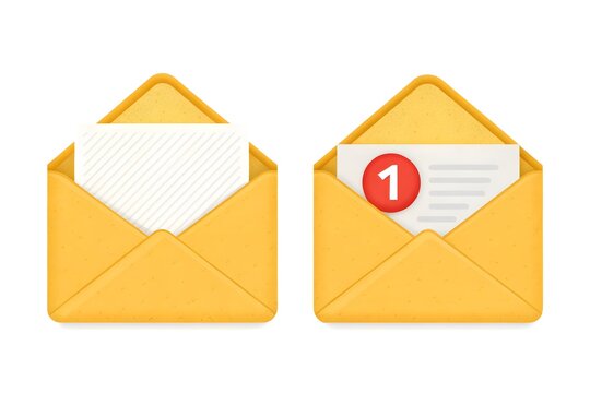 Empty and one new email envelopes icon