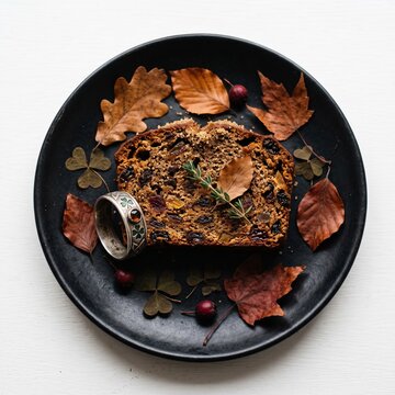 Traditional Irish Barmbrack Fruitcake &ndash; Halloween Fortune Ring Food Mockup