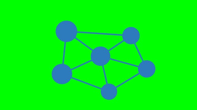 Minimalist network nodes icon illustrating connection process representing machine learning and data network concept