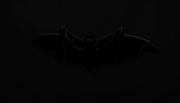 Bat Silhouette Artwork Dark Gray Background Wide Wings Minimalist Night Mystery Halloween Design Spooky Decorative Inspiration