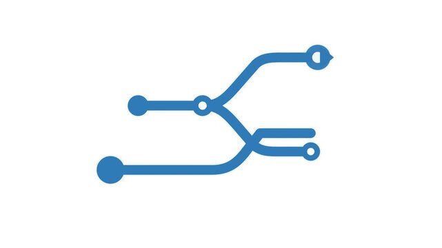 Minimalist AI path icon showing navigation process representing artificial intelligence decision path and strategic direction concept