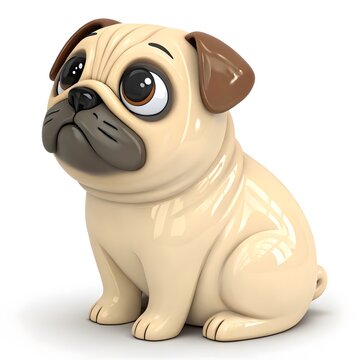 Cute pug dog sitting happily