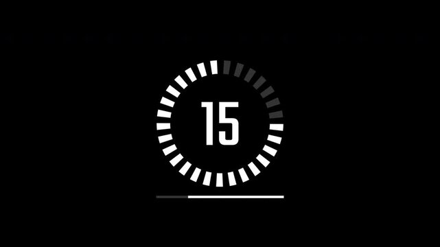 Circle countdown timer animation from 20 to 0 seconds underline on black background, 20 second countdown timer, Counting down from 20 to 0, Countdown video.
