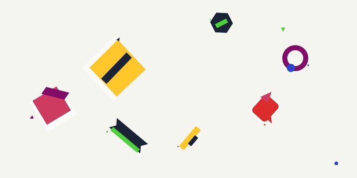 Modern flat vector background with floating geometric objects