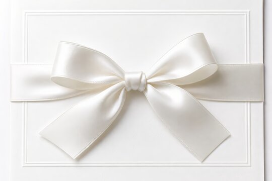 lazo elegante sobre tarjeta blanca invitaci&oacute;n boda
