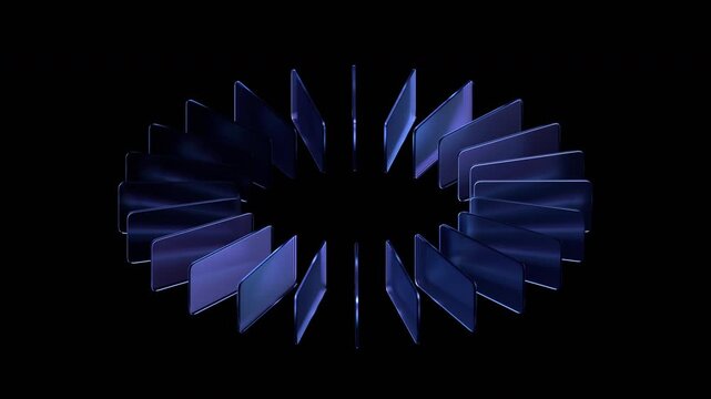 Abstract geometric background, rotating ring of a glass blocks, 4k seamless loop 3d animation