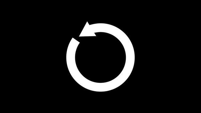 Animated rotating circular arrow for loading process update and refresh cycle motion graphics on solid background,with 4k video animation.
